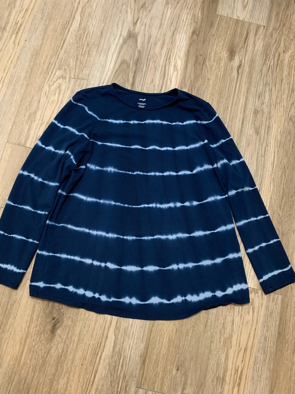 J Jill Pure Jill Tie Dye Long Sleeve Shirttail Tee 1X Blue